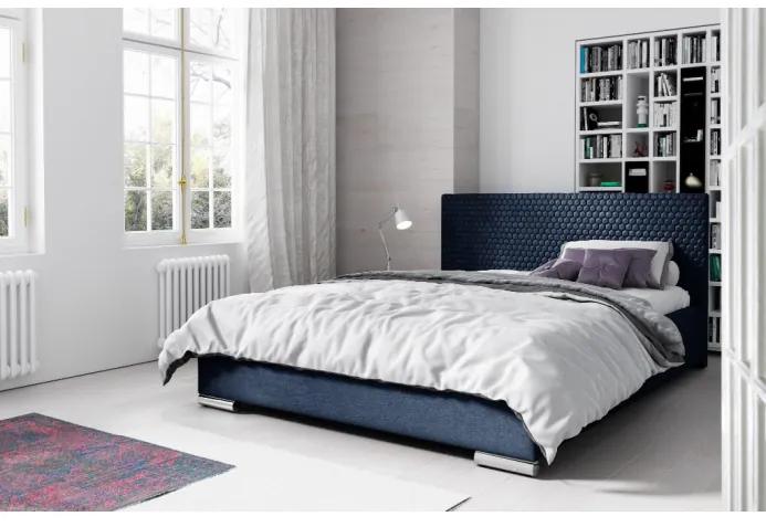 Elegantná čalúnená posteľ Champ 200x200, modrá