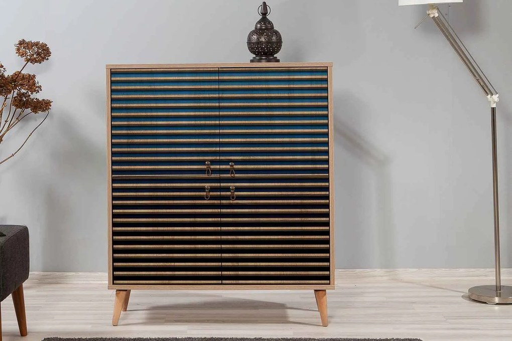 Dizajnová viacúčelová skriňa Vallissa II 111 cm vzor dub