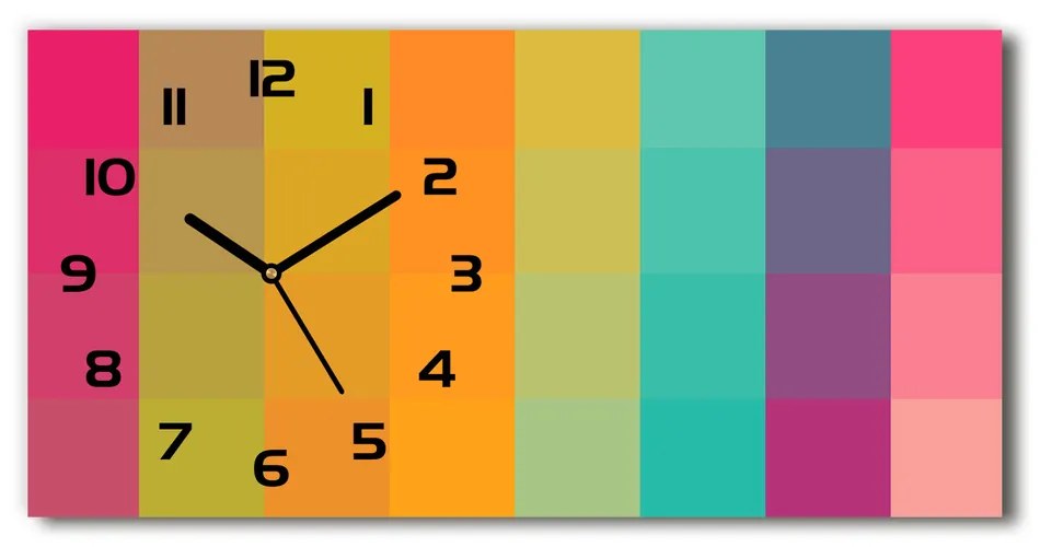 Vodorovné Sklenené hodiny na stenu Farebné štvorce pl_zsp_60x30_f_49438742