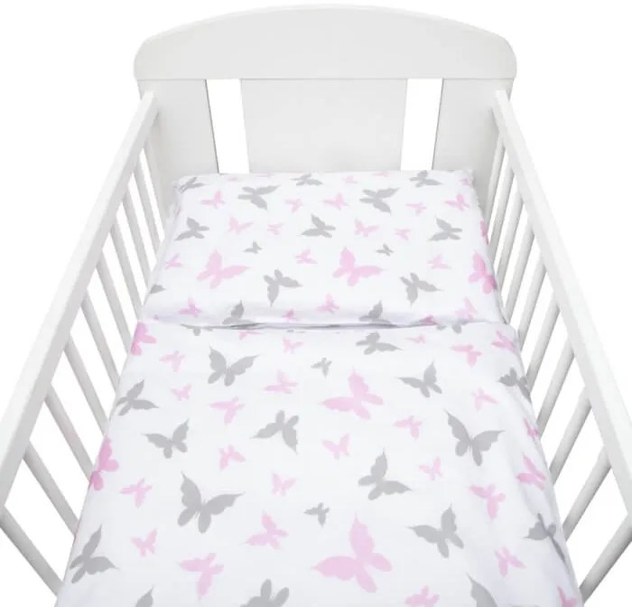 3-dielne posteľné obliečky 100/135 cm biele motýle