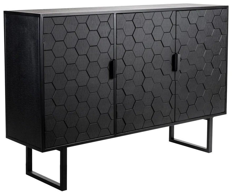 Čierna nízka komoda z borovicového dreva 135x90 cm Linc – White Label