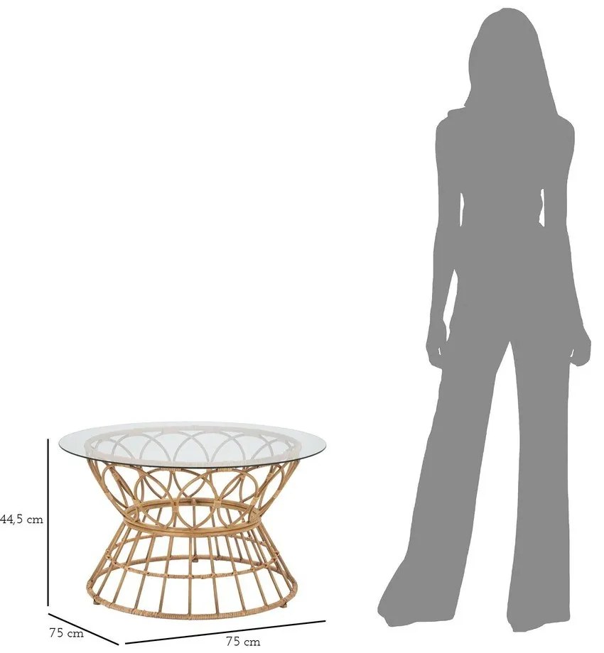 Okrúhly konferenčný stolík so sklenenou doskou v prírodnej farbe ø 75 cm Panama - Mauro Ferretti