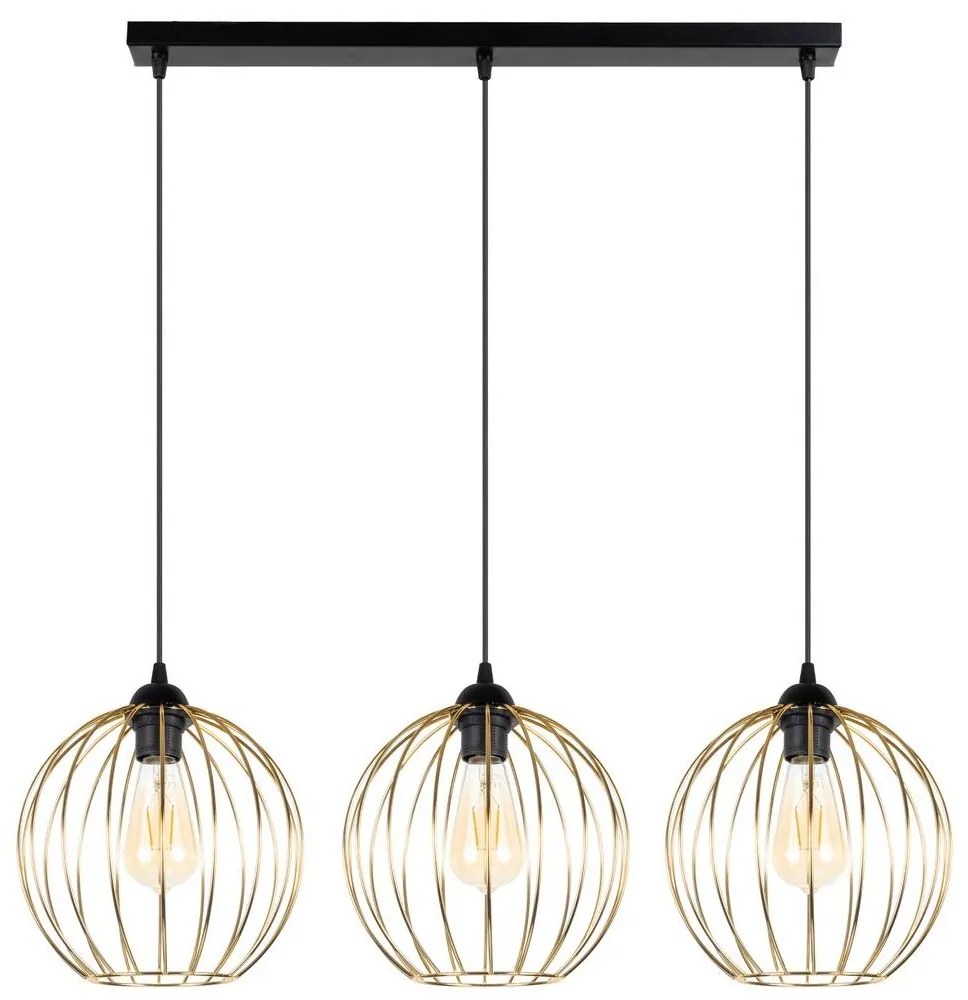 Luster na lanku MATT 3xE27/60W/230V čierna/zlatá