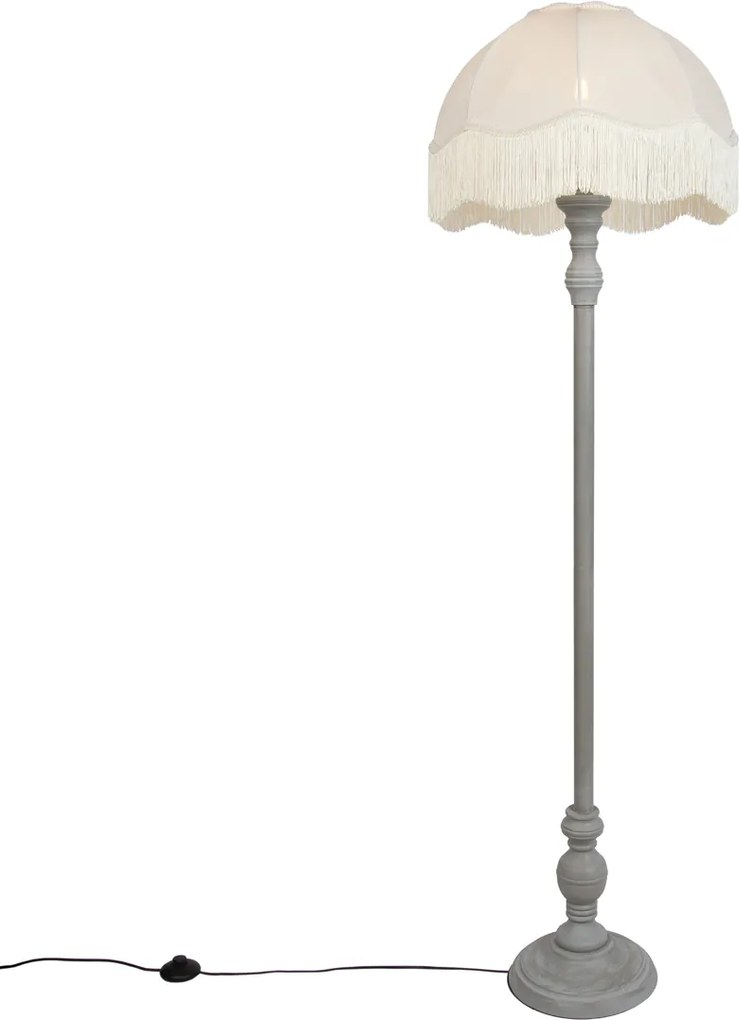 Stojacia lampa sivá s béžovým tienidlom a bielym vnútrom 45 cm - Classico