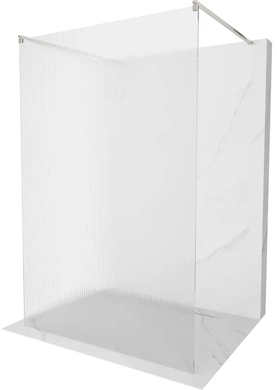 Mexen Kioto, sprchová zástena Walk-In 140 x 200 cm, 8mm sklo s rebrovým vzorom, brúsená oceľ profil, 800-140-002-97-09