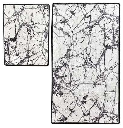 SADA 2x Kúpeľňová predložka MARBLE 60/100 cm biela/čierna