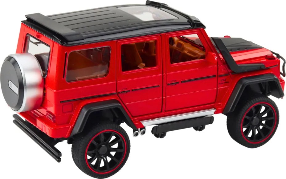 LEAN Toys Terénne vozidlo Kovový pohon Pull-Back Kovový otvárač dverí Červený 1:22