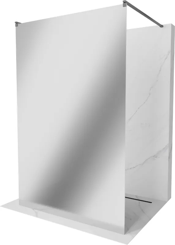 Mexen Kioto, sprchová zástena Walk-In 110 x 200 cm, 8mm sklo vzor zrkadlo, grafitový profil, 800-110-002-95-50