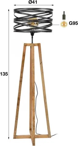 Stojaca lampa 76-73 Twist 1L Drevo Mango  - Komfort-nábytok