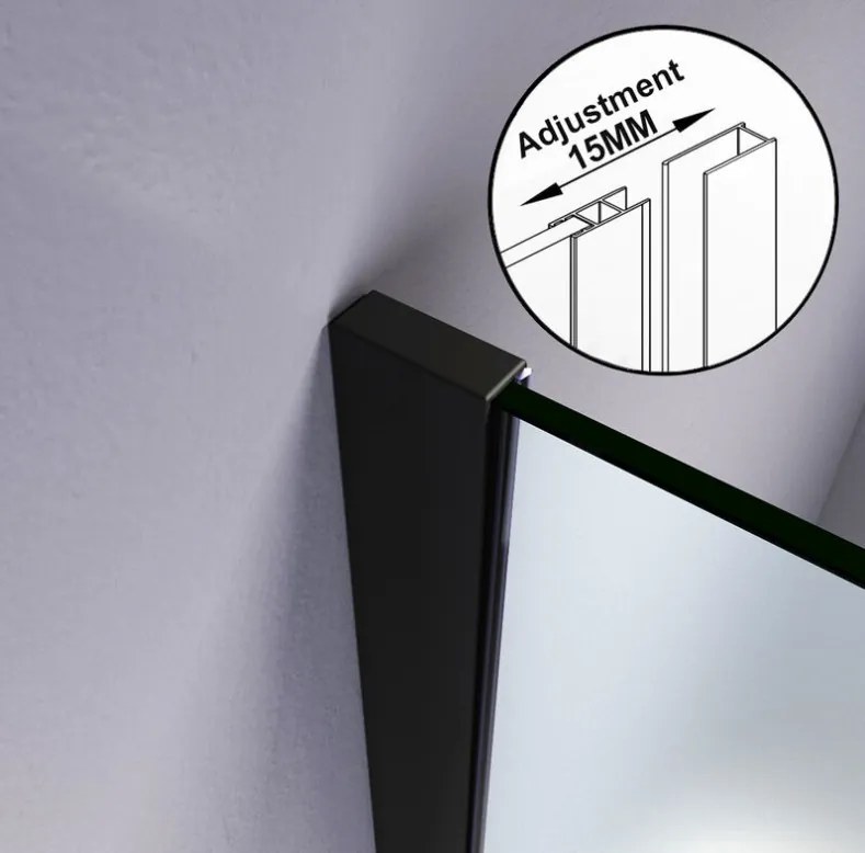 Erga Paris, sprchová zástena Walk-In 60x200 cm v čiernom ráme, 8mm číre sklo, čierny profil, ERG-V02-PARIS-060x200-BF