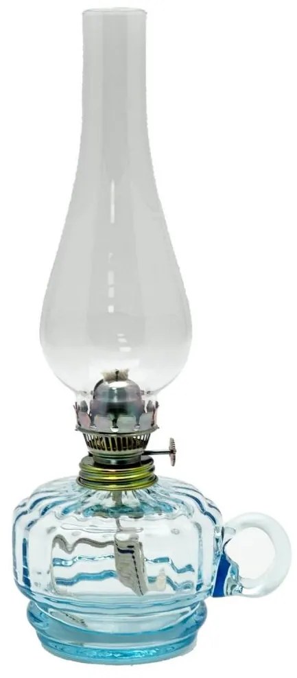 Floriánova huť Petrolejová lampa MONIKA 34 cm svetlý akvamarín FL0020