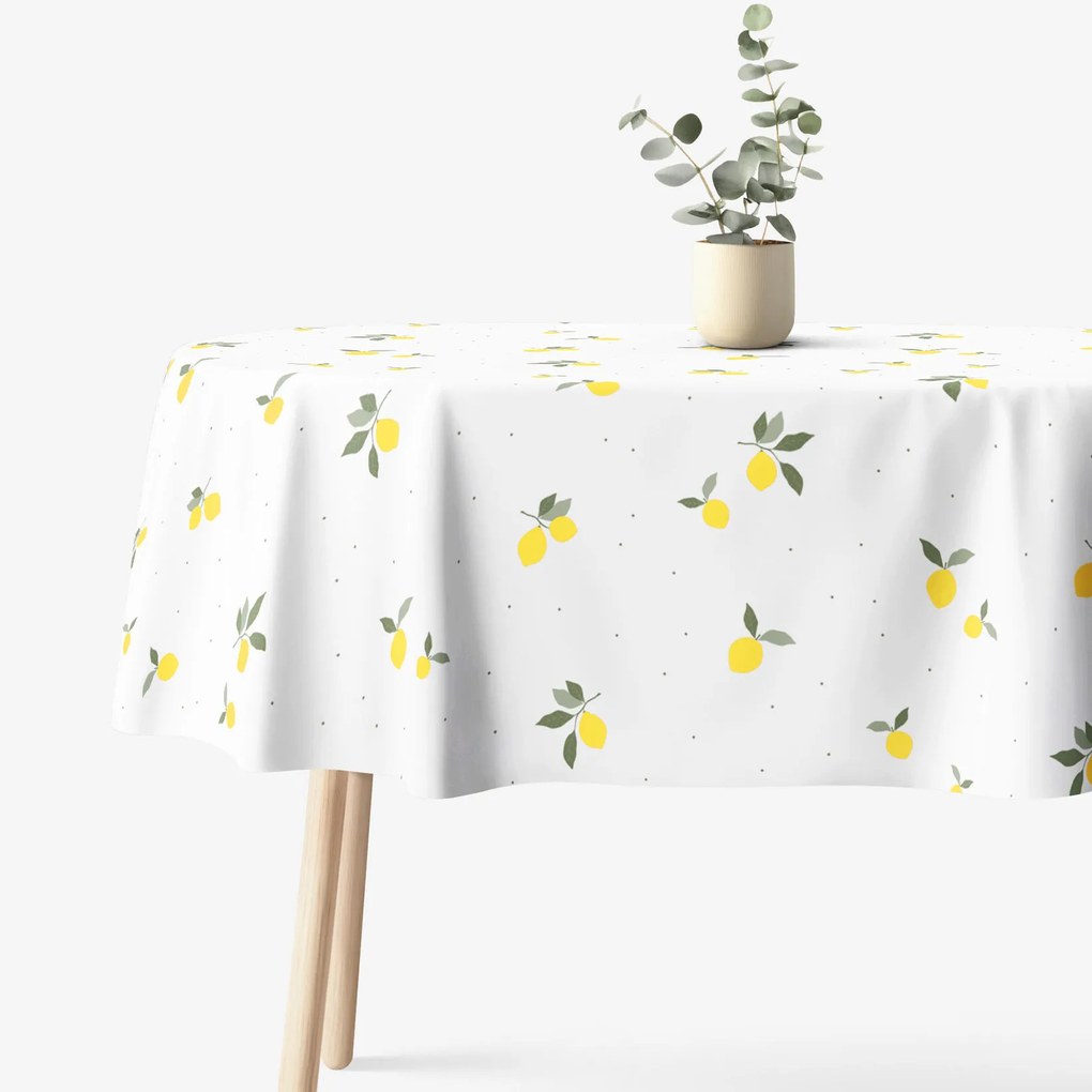 Goldea oválny obrus 100% bavlnené plátno - citróny 140 x 220 cm