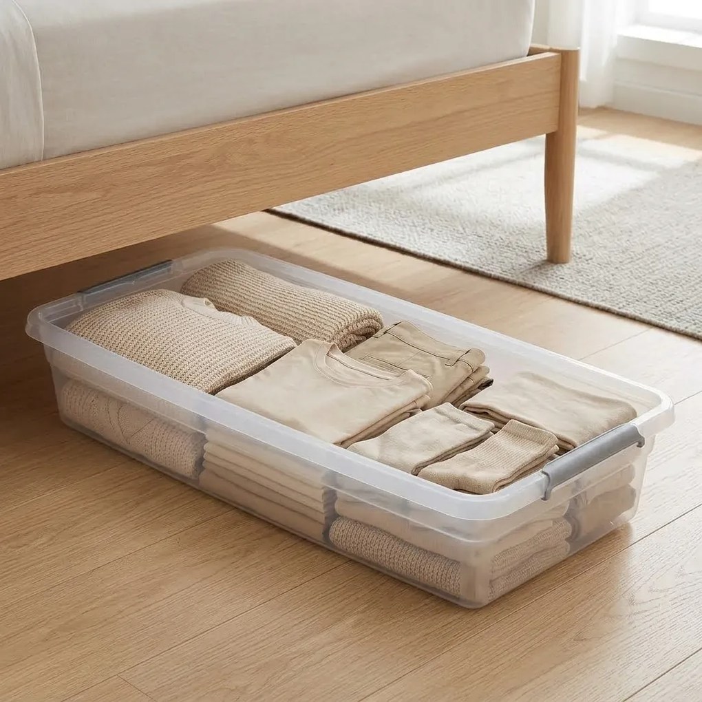 ALTOM Úložný box pod posteľ, na baliaci papier, s vekom a kolieskami - 78x39x16cm BASESTORE