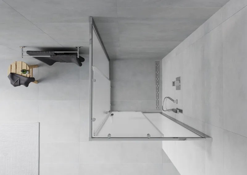 Mexen Rio, štvorcový sprchovací kút s posuvnými dverami 90(dvere) x 90(dvere) x 190 cm, 6mm sklo námraza, chrómový profil, 860-090-090-01-30