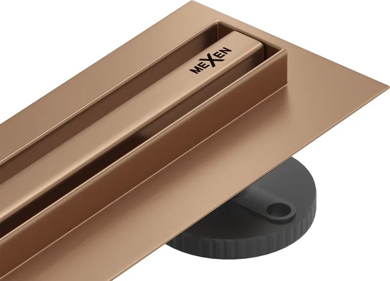 Mexen Flat 360° Slim sprchový žľab 130 cm, medená matná, 1C41130