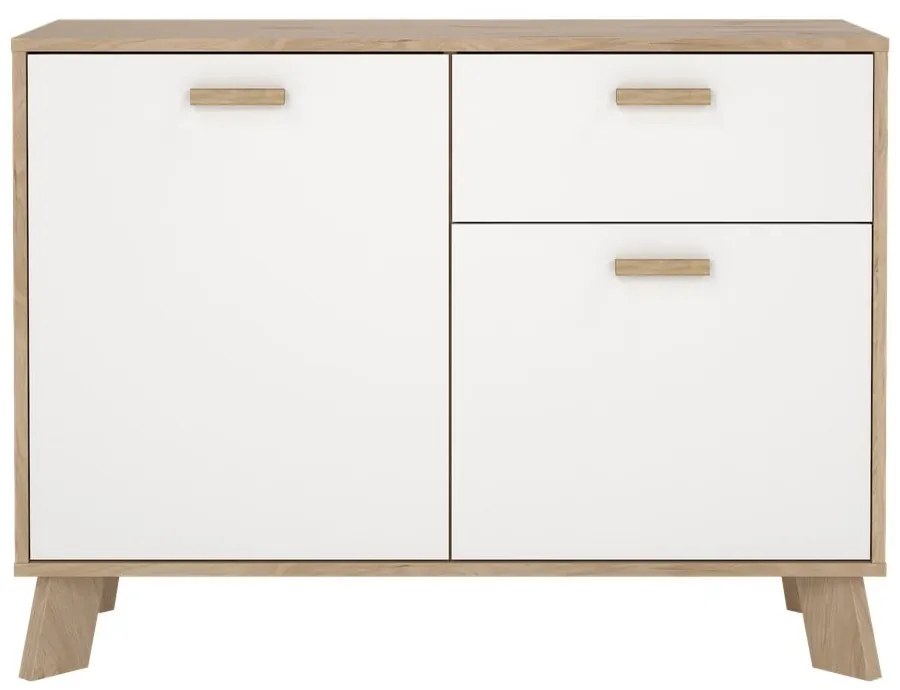 Biela/v prírodnej farbe komoda v dekore duba 99x73x39 cm Ikast – Tvilum