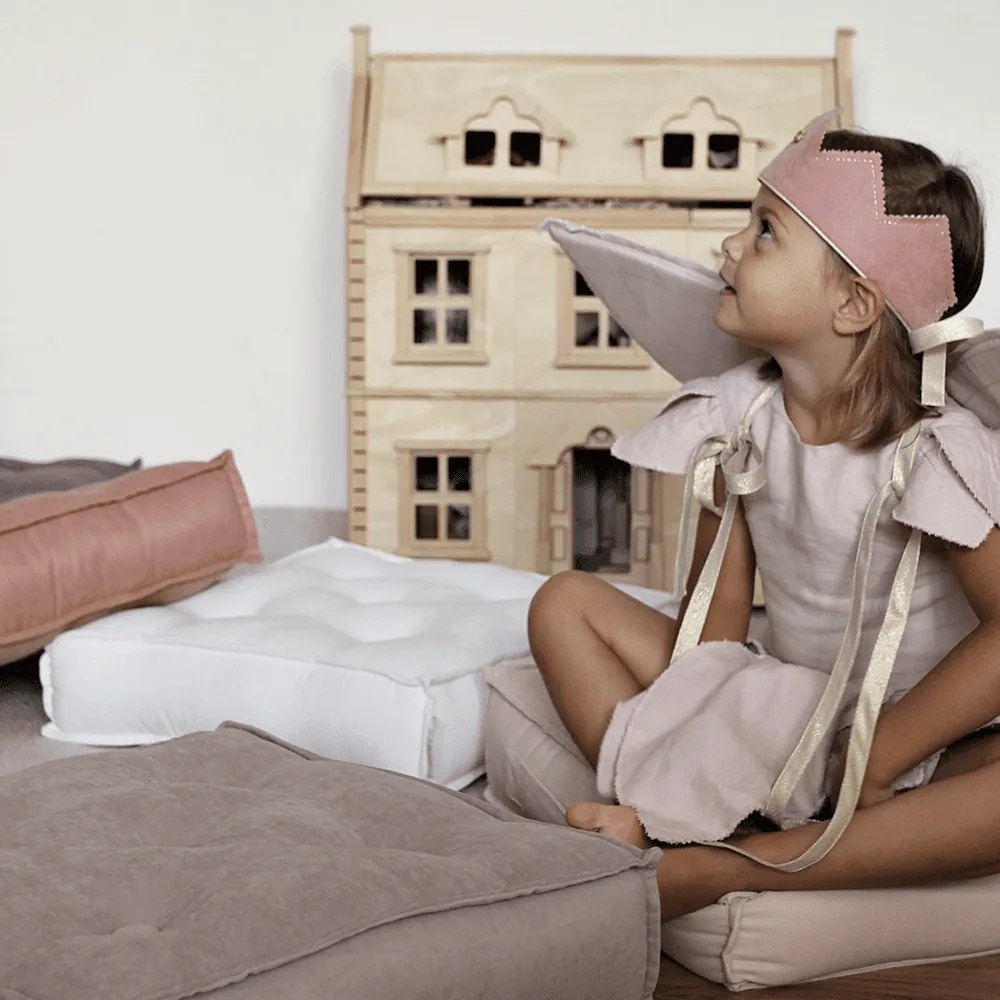 Prešívaný puf púdrovo ružová 46x46x13cm