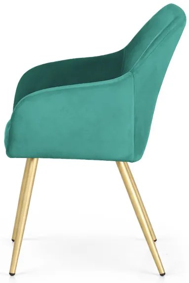 Sada dvoch jedálenských stoličiek ESTELLE zamatové, zelené / zlaté nohy (2 ks)