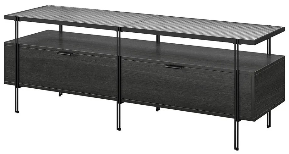 Čierny TV stolík v dekore duba 140x50 cm Wainwright - Queer Eye