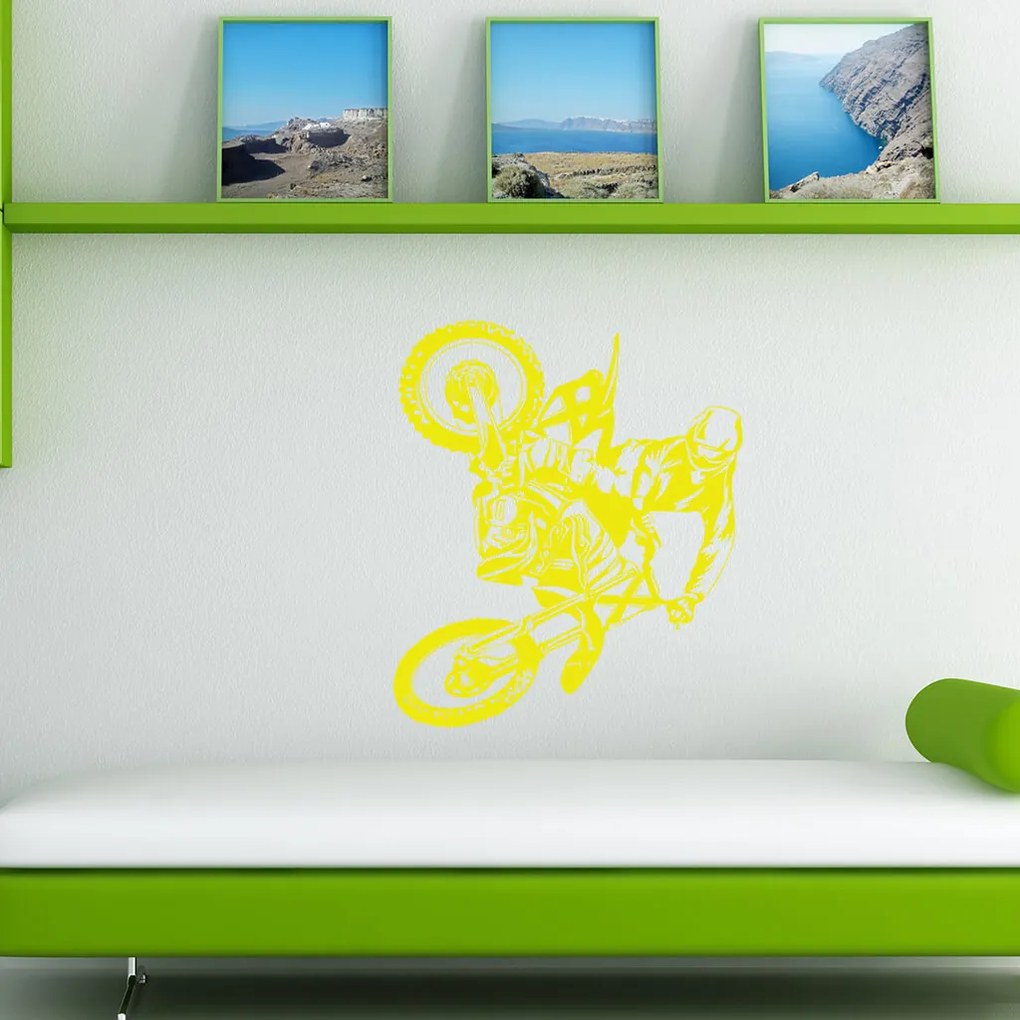 Veselá Stena Samolepka Motokros Farba: oranžová, Veľkosť: 100 x 125 cm