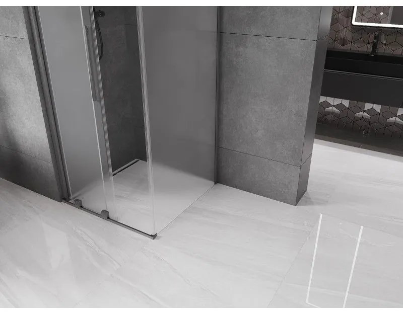 Mexen Velar, sprchový kút s posuvnými dverami 100 x 100 cm, 8mm sklo námraza, grafit brúsený, 871-100-100-31-66