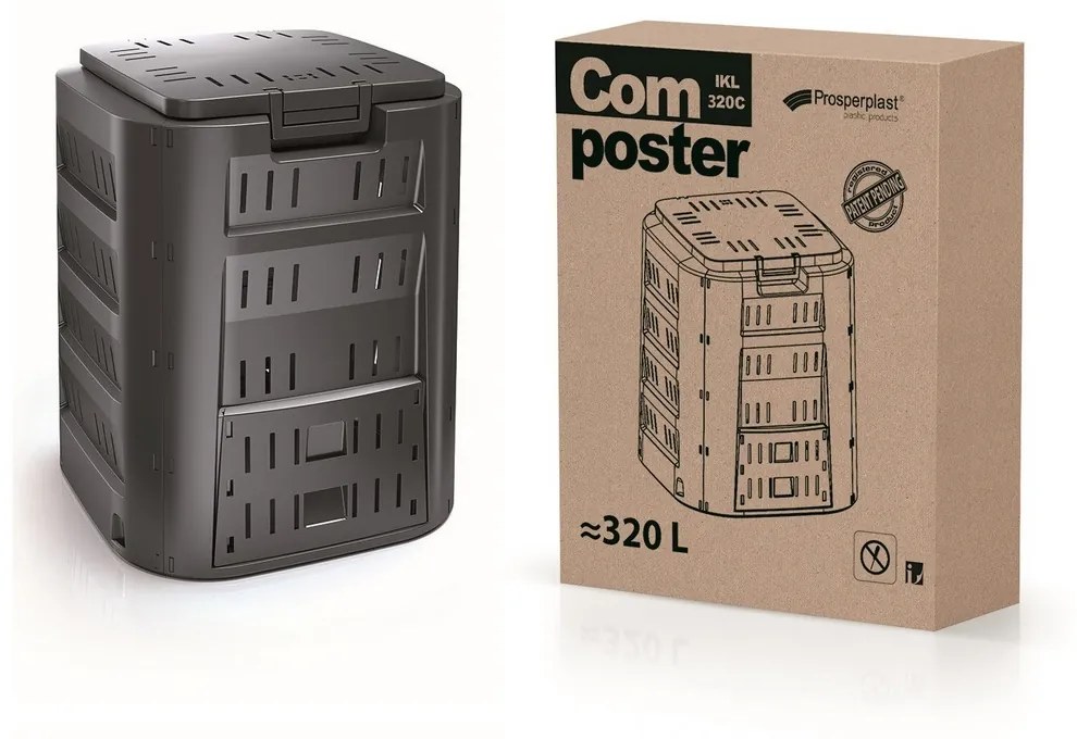 Kompostér, 220 l, čierna