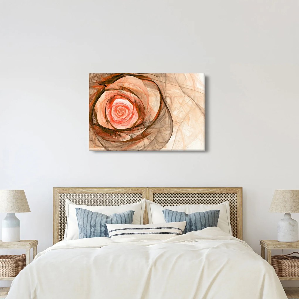 Obraz - Abstraktné ruže ružová s bielym pozadím (90x60 cm)