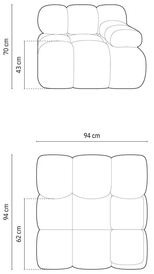 Oranžový modul pohovky z textílie bouclé (pravý roh) Bellis – Micadoni Home