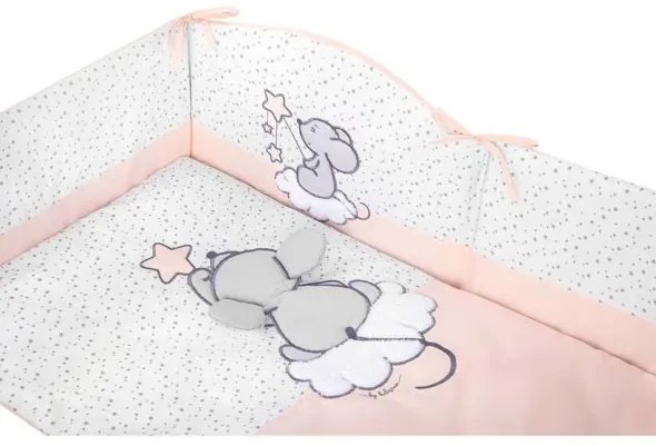 BELISIMA 6-dielne posteľné obliečky Belisima Cute Mouse 90/120 ružové