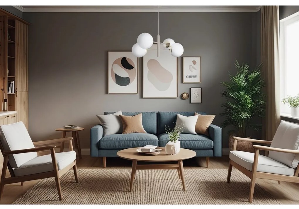 Závesné svietidlo Florence, 4x biele sklenené tienidlo, be/g