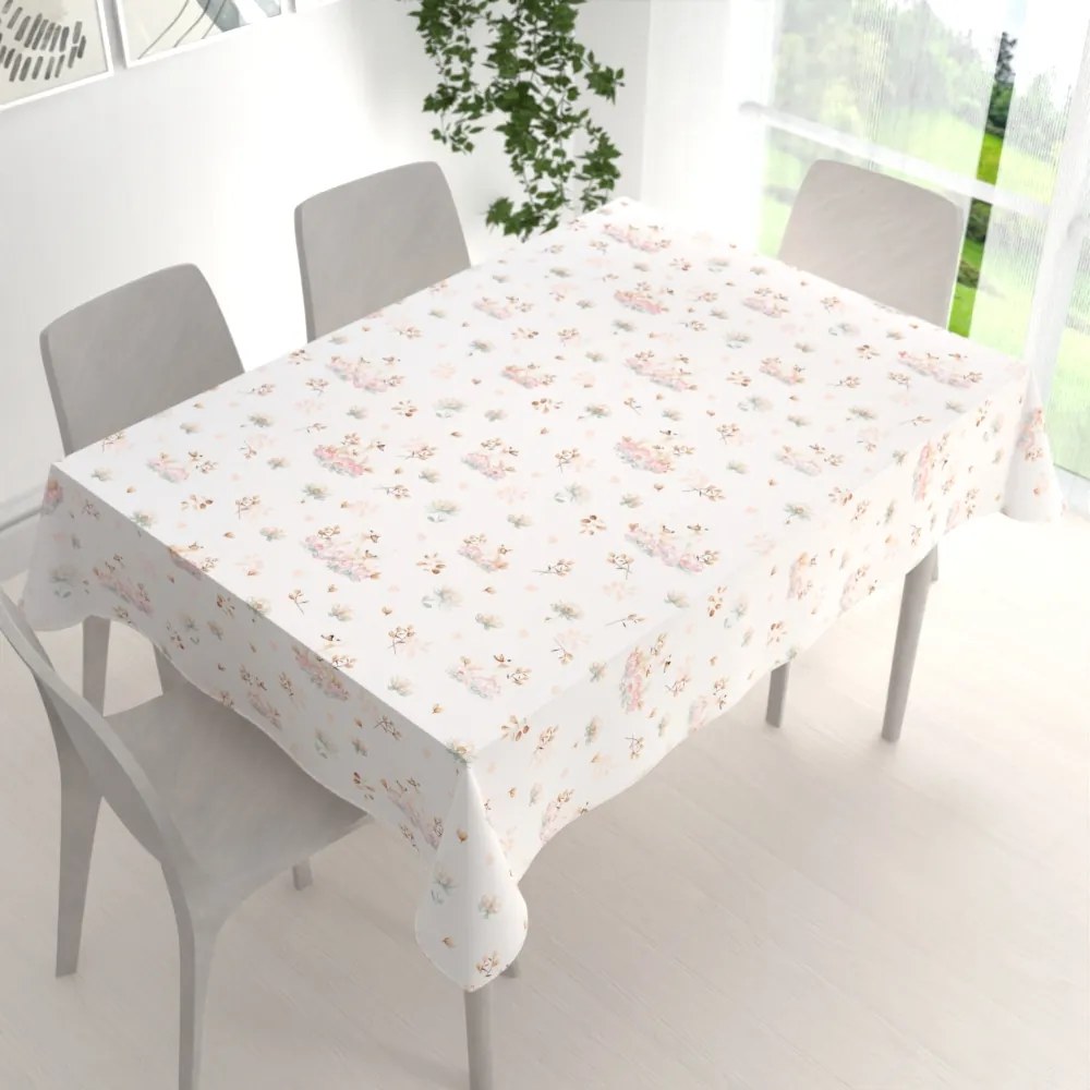 Biante Bavlnený obdĺžnikový obrus Sandra SA-610 Labute medzi leknami na bielom 60x100 cm
