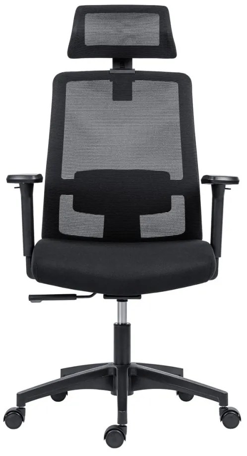Kancelárska ergonomická stolička DELFO — sieť/látka, čierna