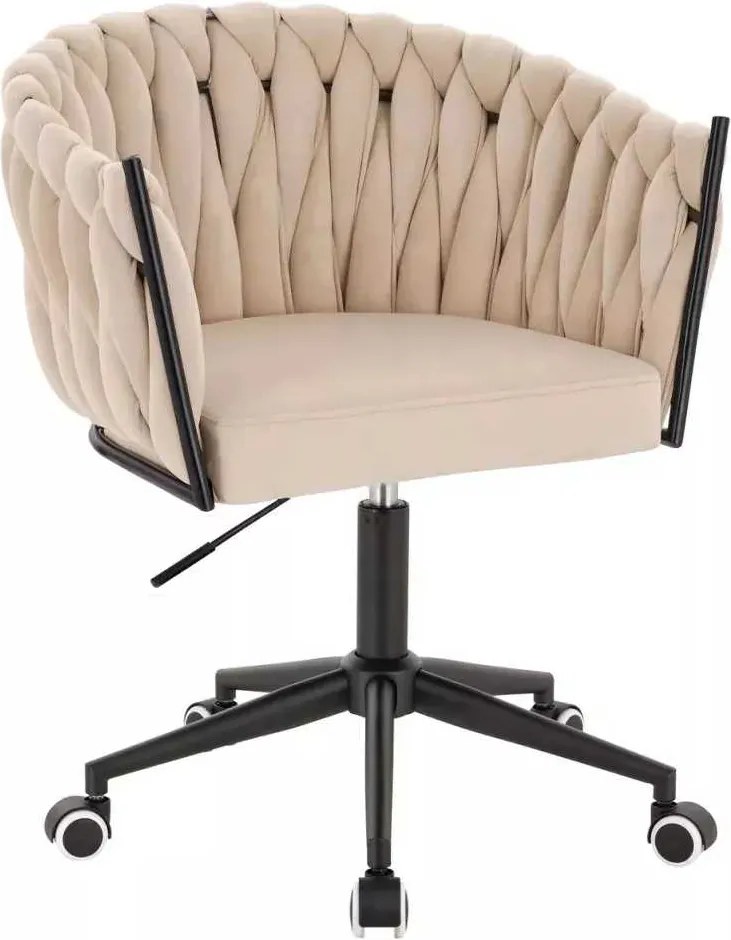 LuxuryForm DESIGN Stolička NORDEN VELUR na čiernej podstave s kolieskami - krémová