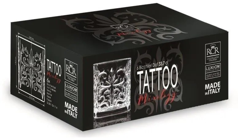 RCR TATTOO POHÁR NA WHISKY 340ML SADA 6 KS