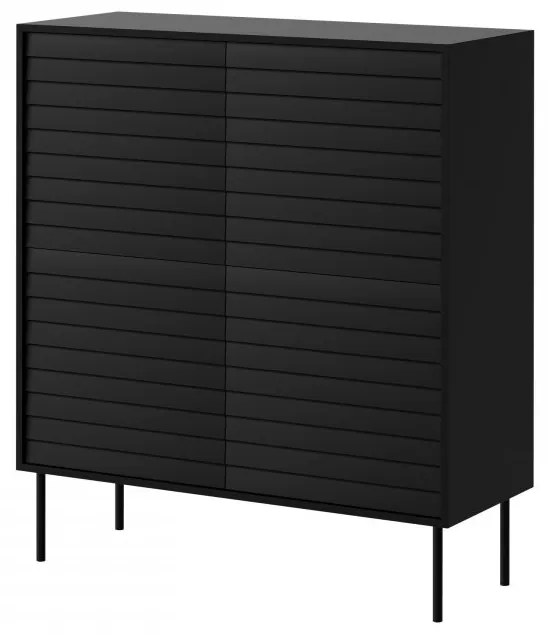 Komoda Heprano 100 4D, Farby: čierna / orech warnia