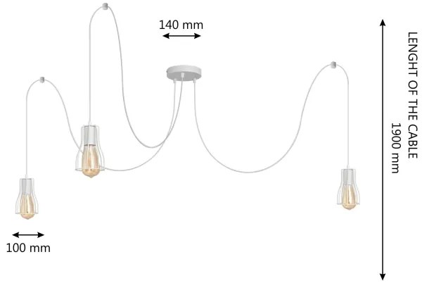 Luster na lanku TUBE 3xE27/15W/230V pavúk biela