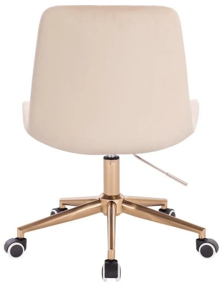 LuxuryForm DESIGN Stolička PARIS VELUR na zlatej podstave s kolieskami - krémová