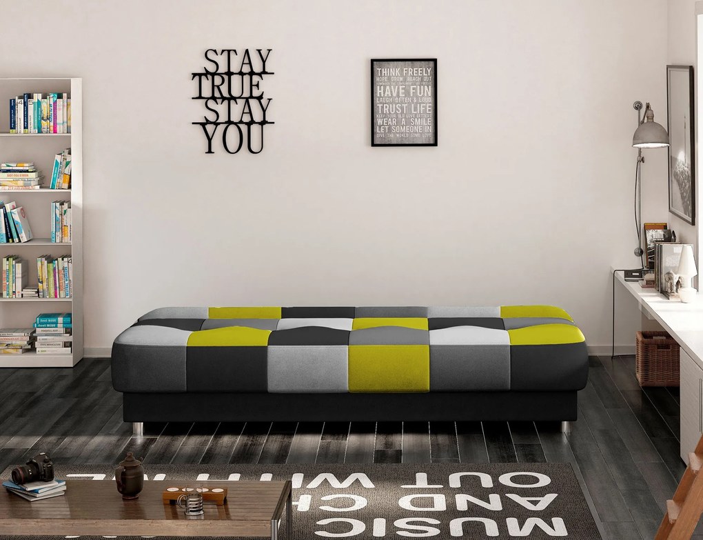 Rozkládací pohovka CAYO 192 cm Soro 100/Soro 93/Soro 83/Soro 40 černo-žlutá