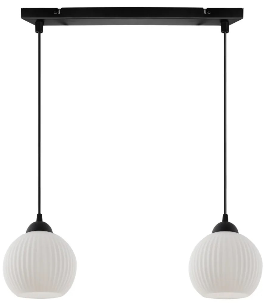 Závesné svietidlo Riffle Round, 2x biele sklenené tienidlo, b