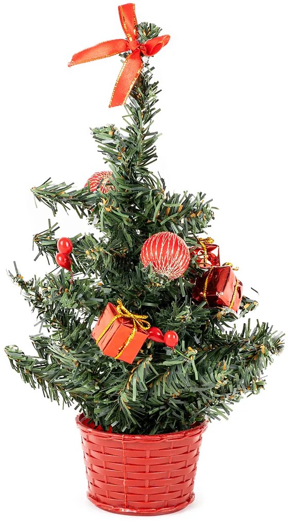 Vianočný stromček s mašľou červená, 25 cm