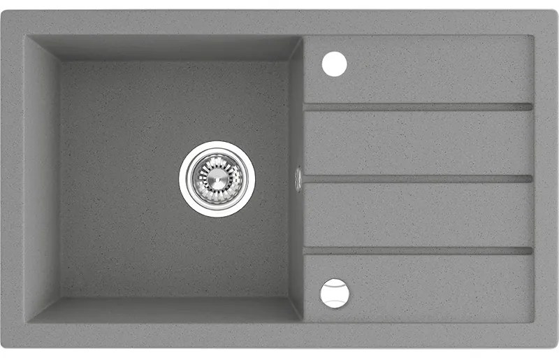 Laveo Trzynastka, 1-komorový granitový drez 790x480x185 mm, šedá, LAV-SBP_511T