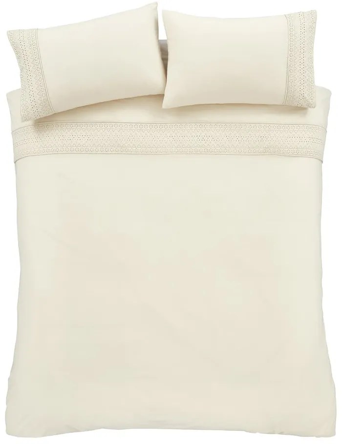 Krémové obliečky na jednolôžko 135x200 cm Broderie Anglaise – Catherine Lansfield