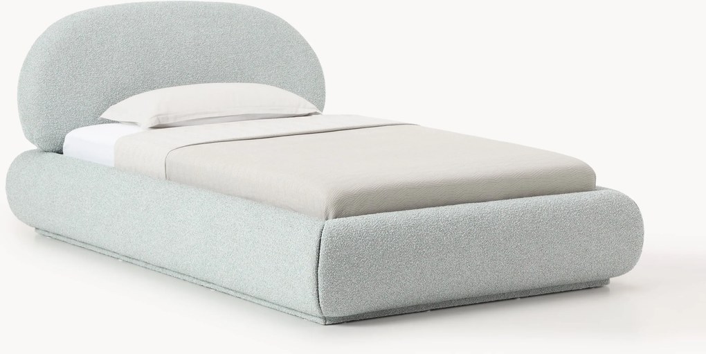 Buklé čalúnená jednolôžková posteľ s úložným priestorom Alba