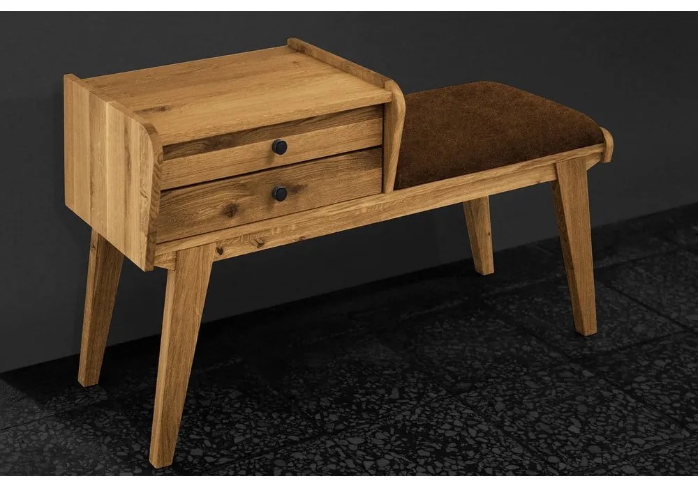 Lavica so zásuvkami z dubového dreva s oranžovým sedákom Retro - The Beds