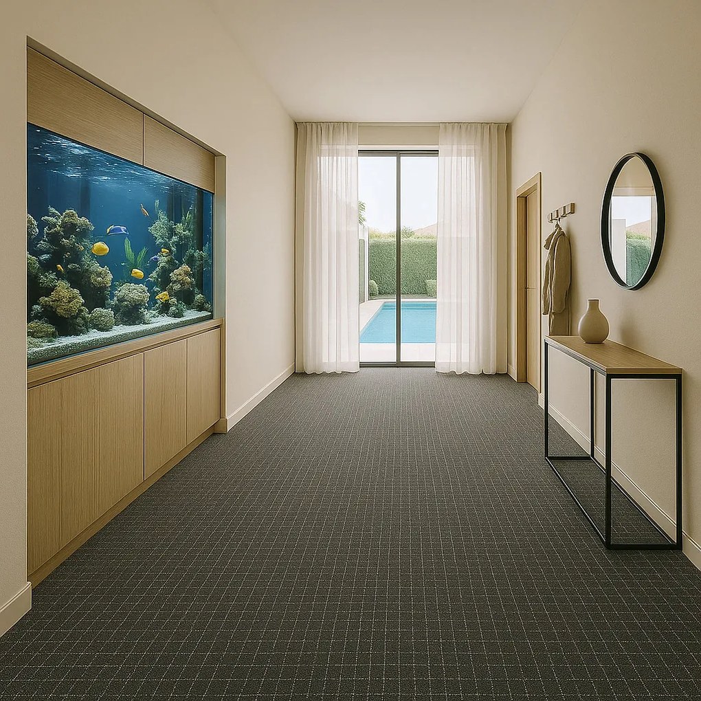 Condor Carpets, Koberec metráž Udinese antracitový - neúčtujeme odrezky z role, na mieru, šíře 4m,na mieru, neúčtujeme odrezky, čierna, filc, chodba / predsieň