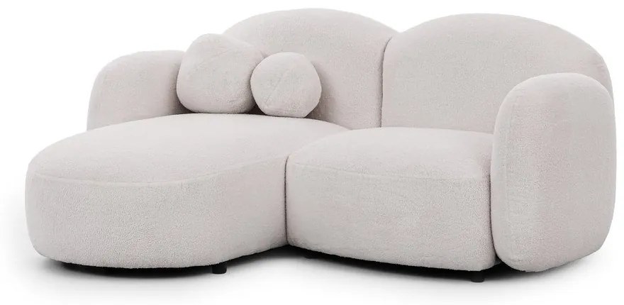 Krémovobiela rohová pohovka z textílie buklé (ľavý roh/s leňoškou) Orbit – Ropez