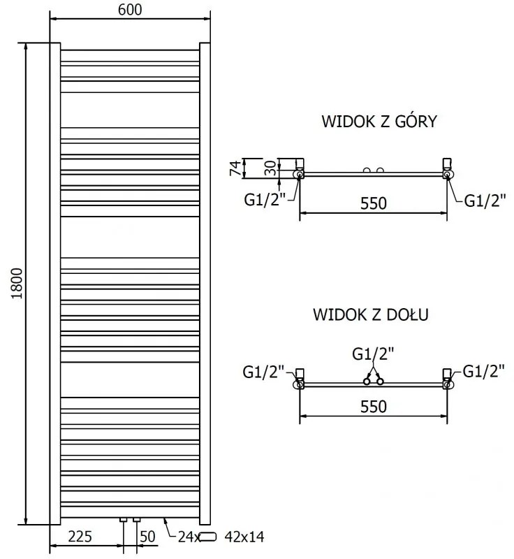 Mexen Uran, vykurovacie teleso 1800x600 mm, 729 W, zlatá lesklá, W105-1800-600-00-50