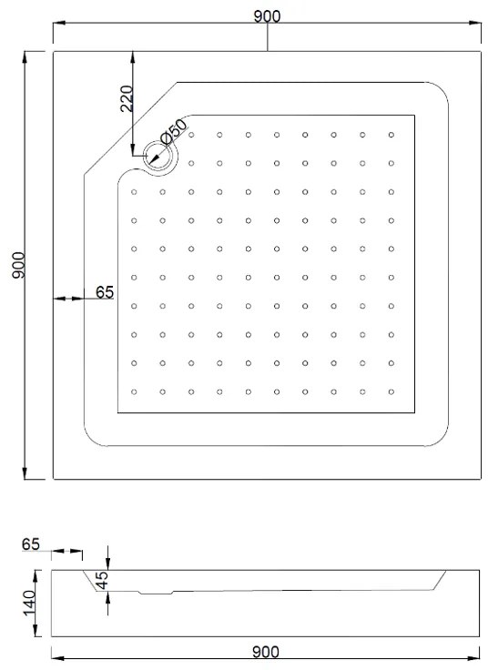 Mexen Rio, štvorcový sprchovací kút s posuvnými dverami 90(dvere) x 90(dvere) x 190 cm, 6mm šedé sklo, zlatý profil + čierna sprchová vanička RIO, 860-090-090-50-40-4510