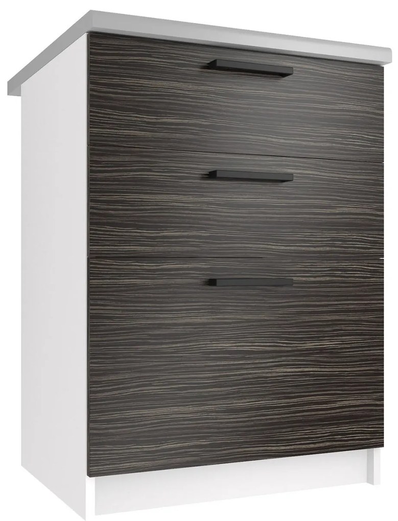 Kuchynská skrinka Belini spodná so zásuvkami 60 cm eben kráľovský s pracovnou doskou TOR SDSZ60/0/WT/HK/0/B1