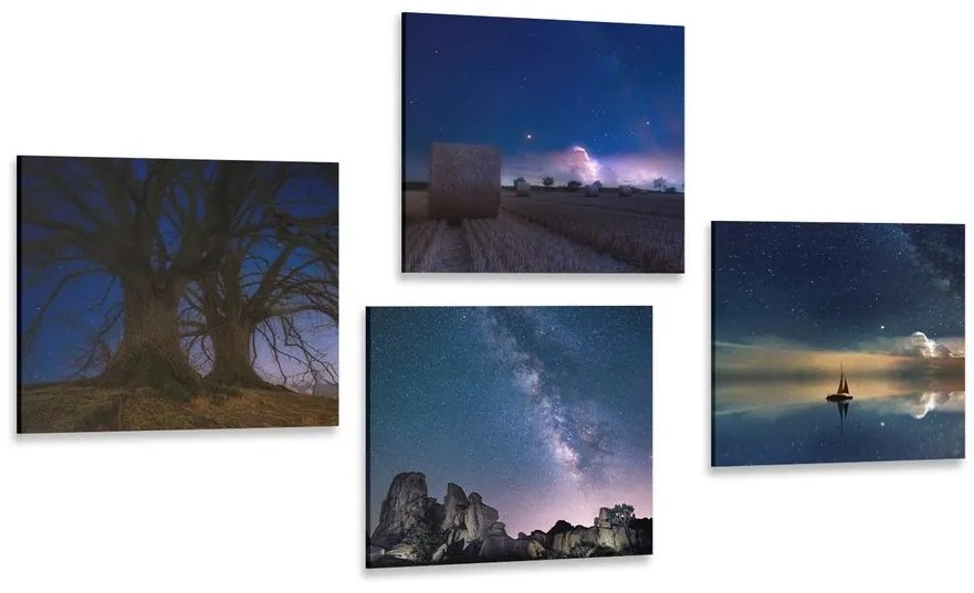 Set obrazov tajomná nočná príroda - 4x 60x60